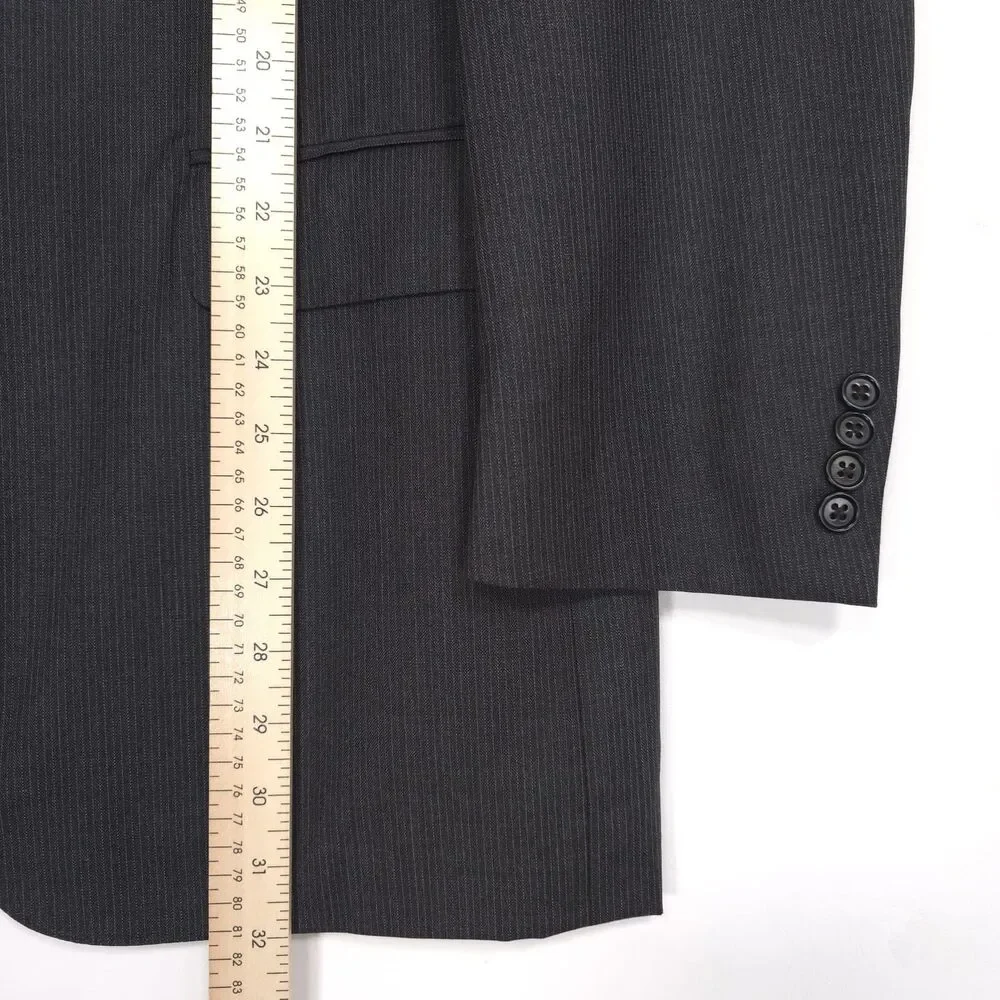 CANALI ITALY MADE 100‎ % Wool Blazer Jacket Gray Pinstripe 42L Sport Coat
